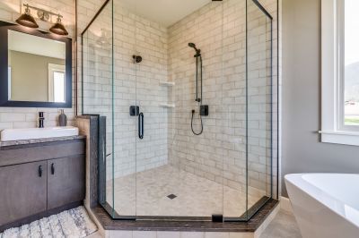 Minimalist Shower with Black Fixtures